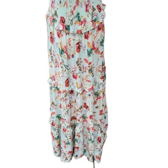 Abel The Label Floral Maxi Dress Size M – Boho Tiered Smocked Sleeveless Rayon - Picture 11 of 16